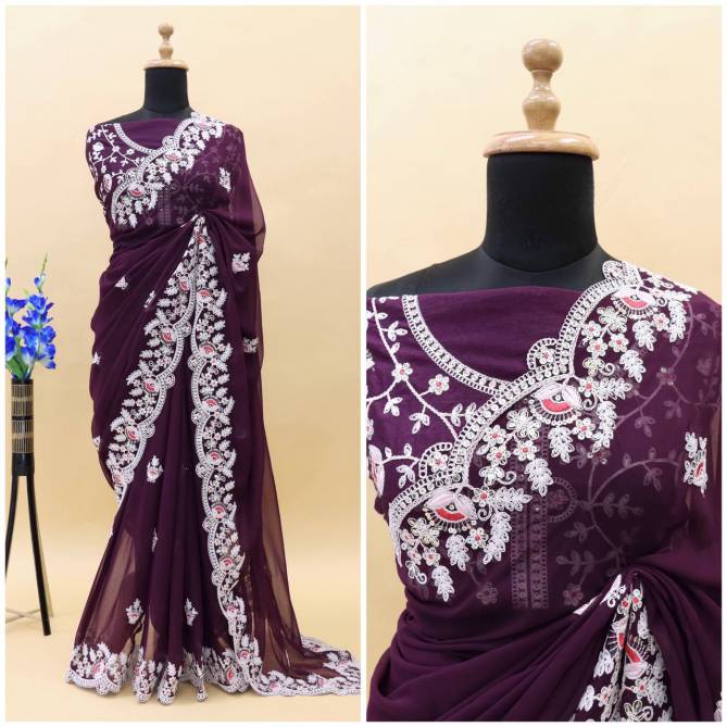 BT 1182 Georgette Embroidery Heavy Wedding Sarees Catalog